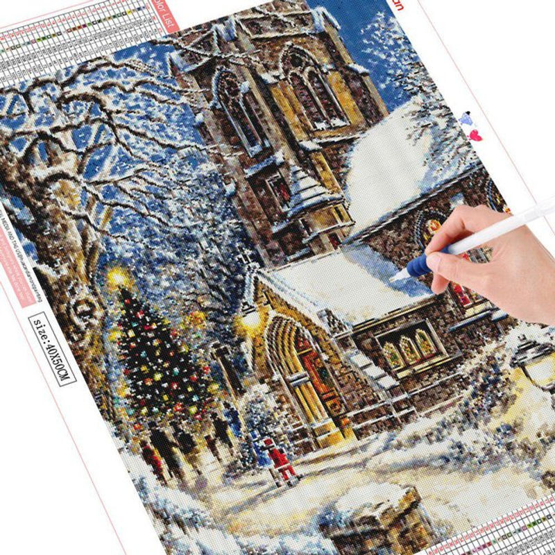 FIYO Diamond Painting Set Winterlandschaft 5D als Bastelset mit Stickerei-Motiv, mehrfarbig, B x H: 30 x 20 cm - Bild 1