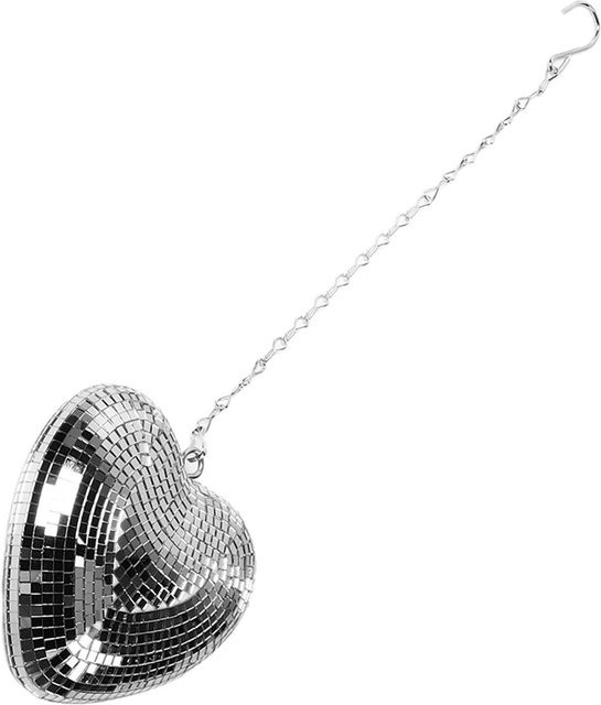 Dekorative herzförmige Spiegelkugel von KaiSai in Silber mit Hakenkette - Bild 1