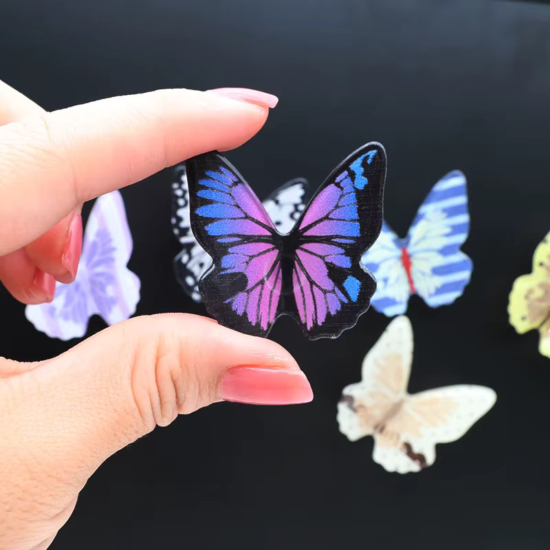 6-teiliges Schmetterlings-Deko-Set aus Kunstharz mit Magneten in Mehrfarbig für Kühlschrank und Whiteboard - Bild 2