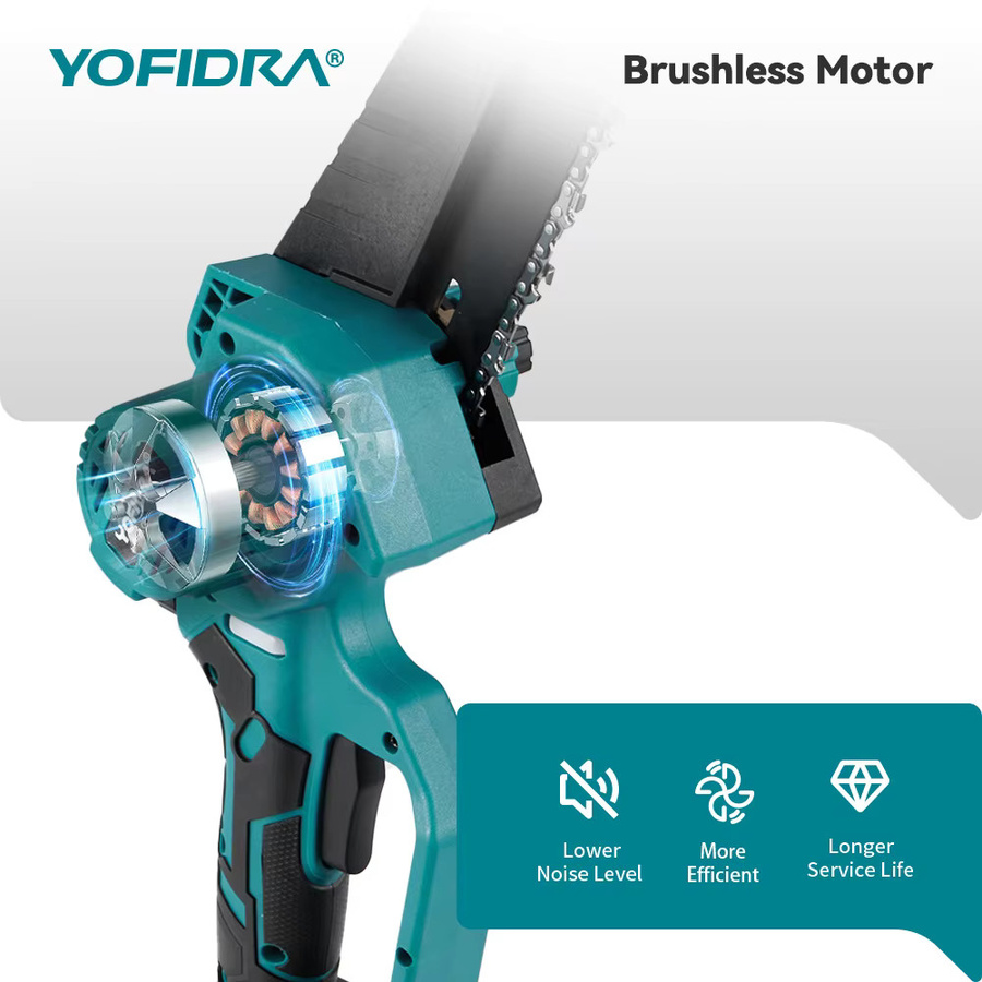 YOFIDRA 8 Zoll Bürstenlose Elektrische Kettensäge Kabellose Astsäge für Makita 21V Akku - Bild 5