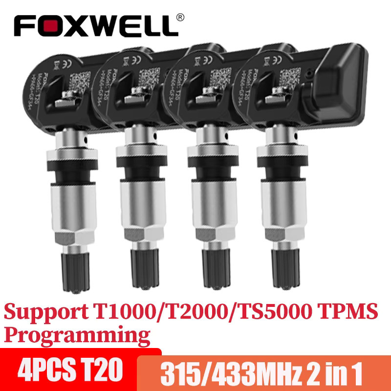 Foxwell T20 Universeller programmierbarer TPMS-Sensor in Schwarz, kabelloser Reifendruck, 315/433 MHz, passend für 99 % der Autos wie Ford und Toyota - Bild 1
