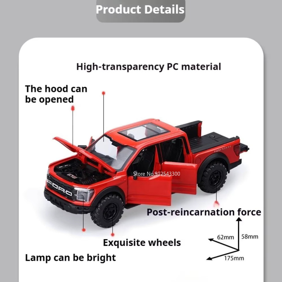 RMZ city F150 Raptor Automodell-Spielzeug, 1:32, mit Sound und Licht - Bild 1