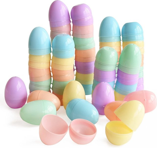 ZQNYCY Macaron Ostereier aus Kunststoff als befüllbare Süßigkeiten Geschenkverpackung in Mehrfarbig für die Oster-Partysuche und Dekoration - Bild 1
