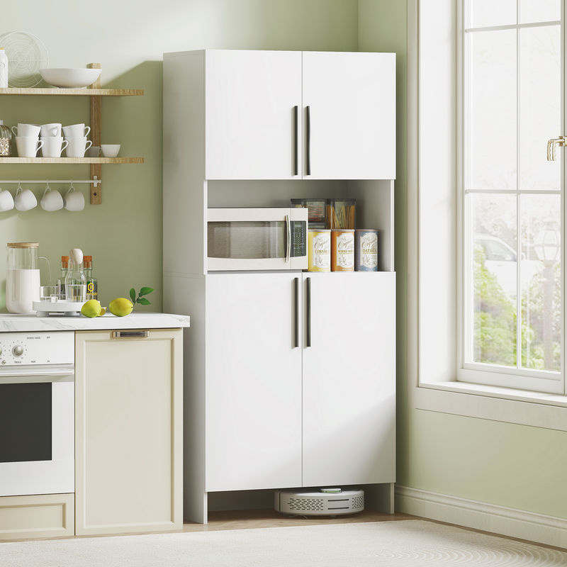 HOMCOM Küchenschrank als Hochschrank mit Mikrowellenablage und Soft-Close-Türen in Weiß, B/T/H: 79 x 40 x 175 cm - Bild 2
