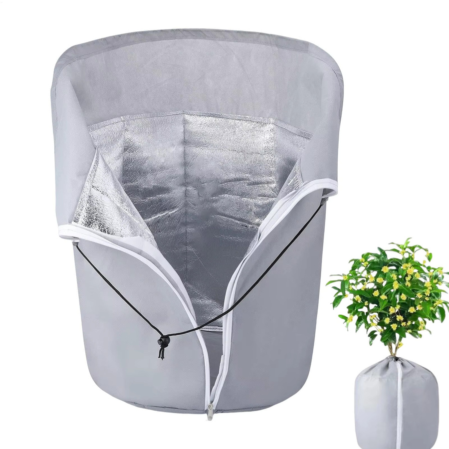 Wiederverwendbare Winter-Pflanzentopfabdeckung als Thermo-Frostschutz in Grau, B/T/H: 70,0 x 65,0 cm - Bild 2