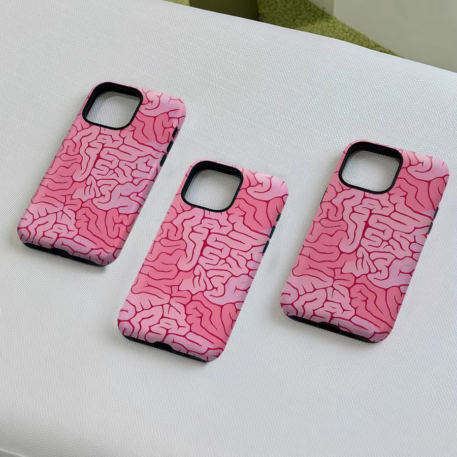 Aurea Case Matte Bumper MagSafe kompatible stoßfeste Hartschalen-Hülle für iPhone mit rosa Maserung - Bild 4