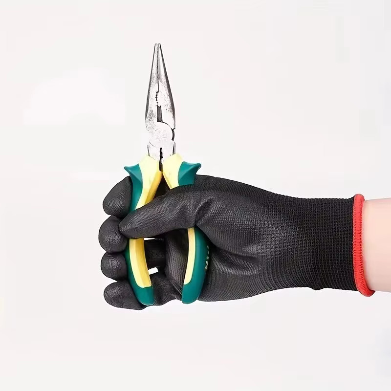 20 Stück Nylon PU Arbeitshandschuhe in Schwarz, rutschfeste Sicherheitshandschuhe mit Beschichtung - Bild 2