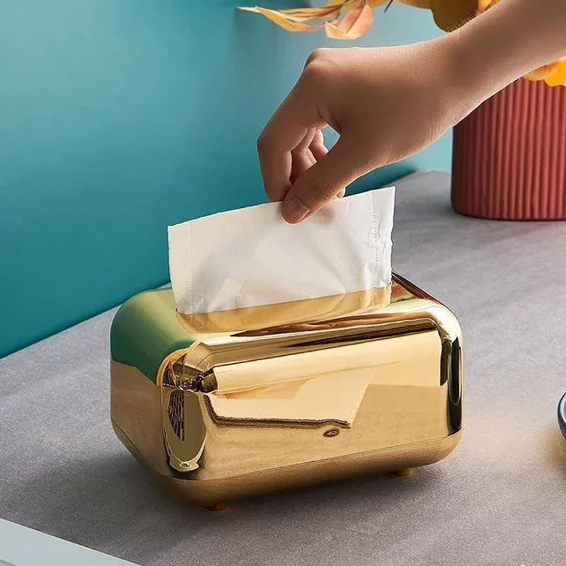 Edle Taschentuchbox aus Metall in Gold für dein Zuhause und die Küche - Bild 1