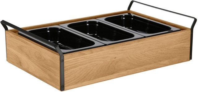VEGA Buffet-Kühltablett Esino mittel aus Melamin in Eiche/Schwarz, 3x GN 1/3, B/T/H: 61,9 x 38,6 x 16,9 cm - Bild 1