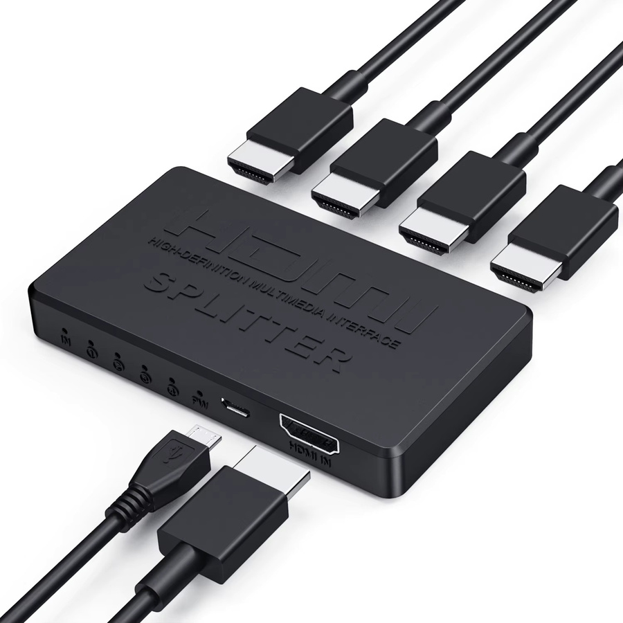 Kebidumei HDMI Splitter 1 auf 4 Out, 4x1 HDMI Schalter für 4K und 2K, Video Switcher in Schwarz, kompatibel mit Xbox, PS4, DVD, HDTV und Laptop - Bild 2