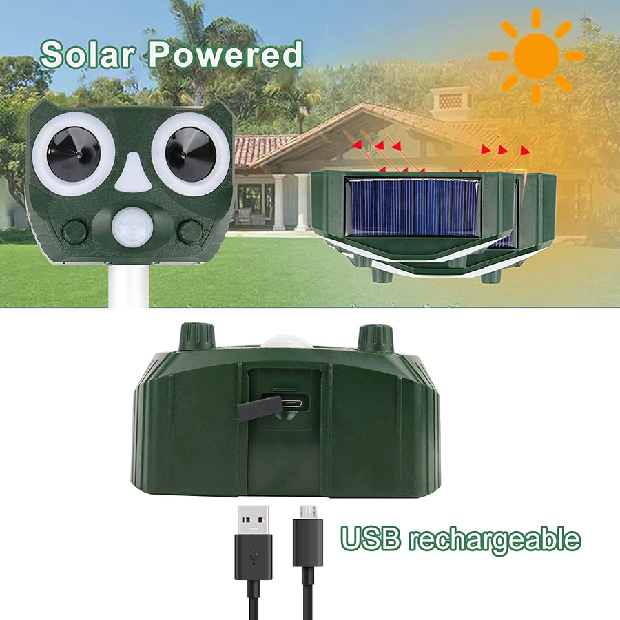 SAIJZEK Solarbetriebener Tiervertreiber für den Außenbereich mit Alarmton in Grün - Bild 4