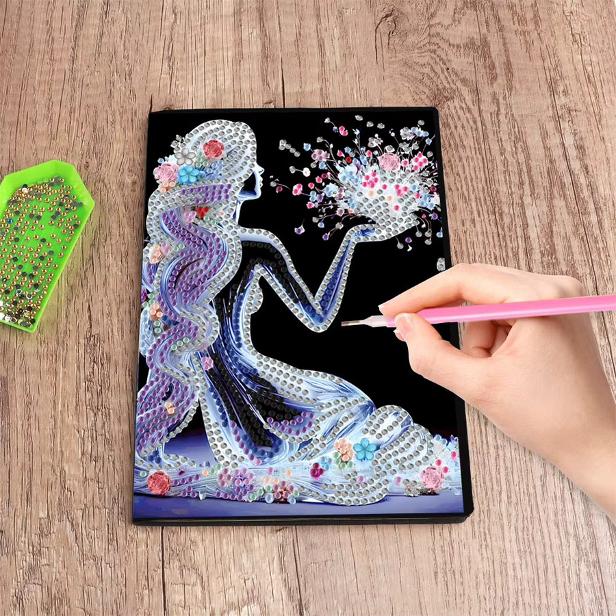 DIY Diamantmalerei Set mit buntem Tiermuster und Notizbuch aus PU-Leder in A5, Multicolour - Bild 4