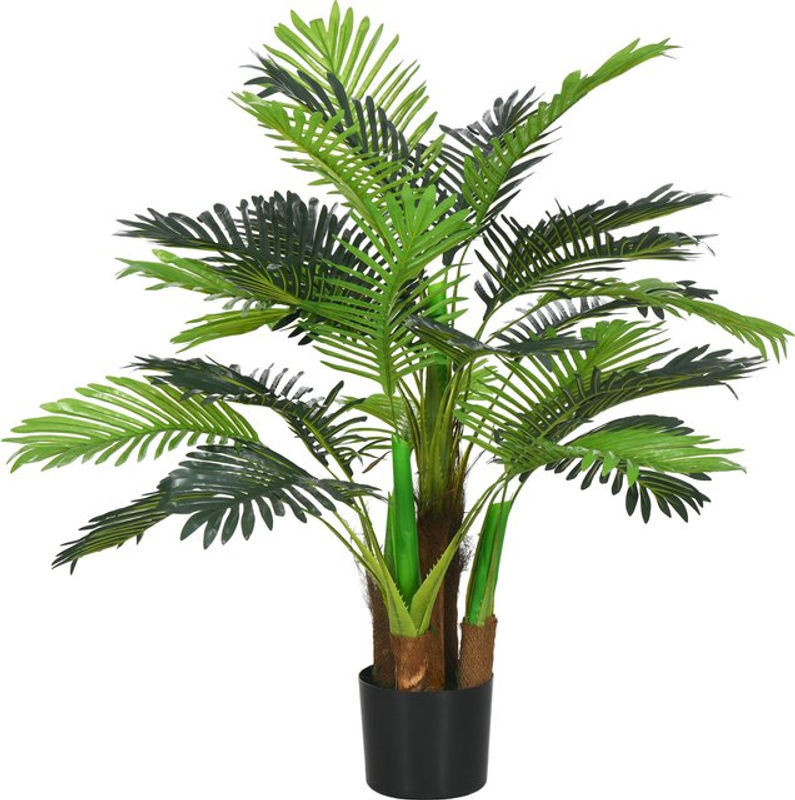 HOMCOM Künstliche Palme in Grün, 100 cm hohe Kunstpflanze mit 27 Zweigen im Topf für Indoor und Outdoor - Bild 1