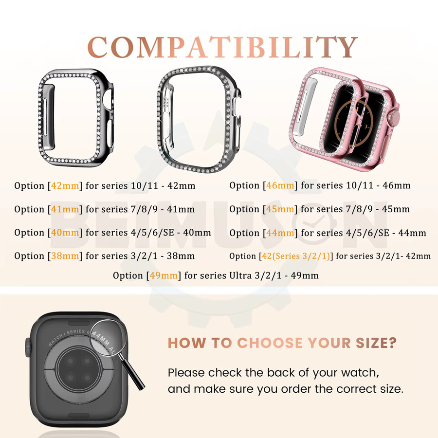 BEIMUSON Schutzhülle Diamond Case für Apple Watch, Bling Bumper - Bild 4