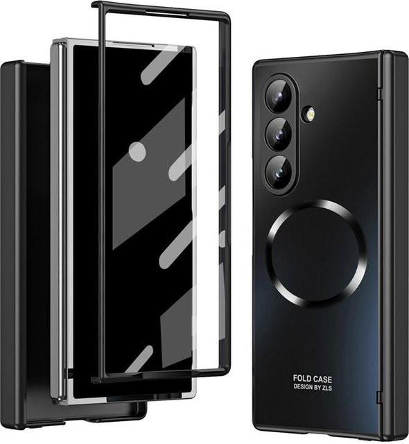 Samsung Galaxy Z Fold 7 6 5 MagSafe Hülle mit Scharnierschutz und Bildschirmschutzfolie in Schwarz - Bild 1