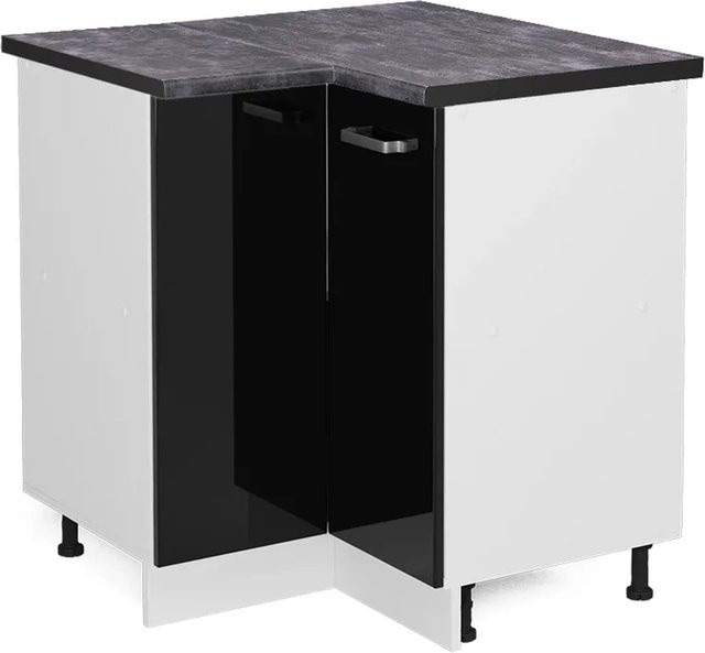 Vicco Eckunterschrank R-Line Küchenunterschrank Hochglanz Schwarz Weiß Anthrazit B/T/H: 75,6 x 60,0 x 81,6 cm - Bild 1