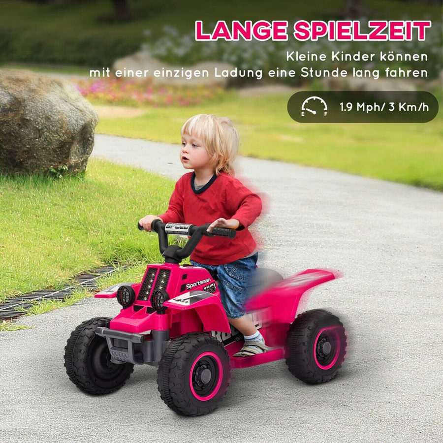 AIYAPLAY Elektro-Quad Kinderquad mit LED und Hupe Rosa Metall 1,5-3 Jahre - Bild 3