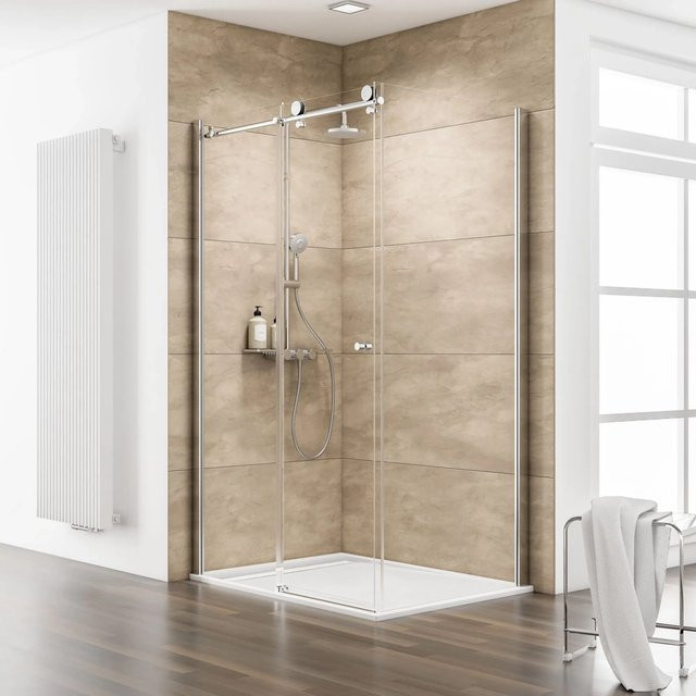 Schulte MasterClass ExpressPlus Duschkabinen-Set mit Duschwanne, rechteckig, transparent/weiß, B/T/H: 120 x 90 x 200 cm - Bild 1
