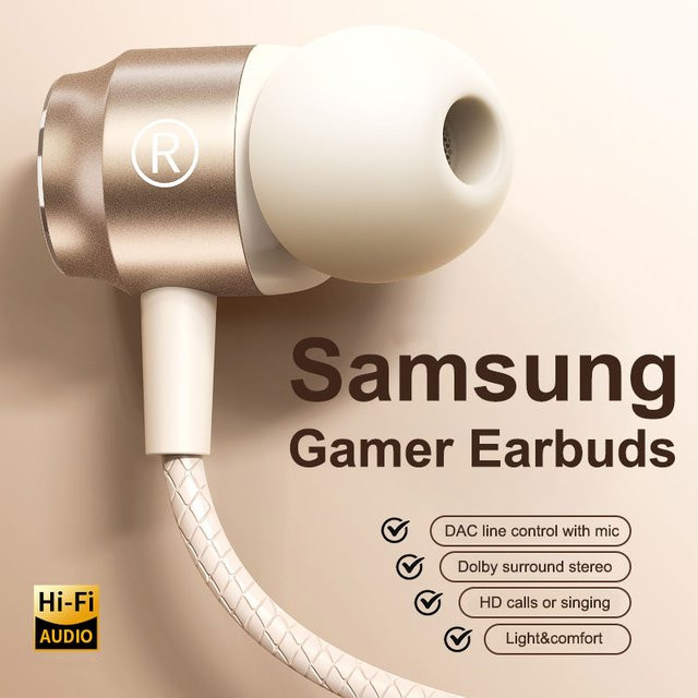 EARDECO In-Ear Kopfhörer mit HiFi-Sound und Kabelsteuerung für Samsung Galaxy S24 S23 S22 Ultra via USB Typ C oder 3,5mm Klinke - Bild 1
