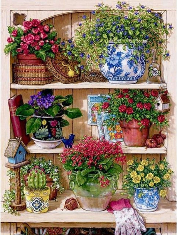 FIYO 5D Diamond Painting Set Sternenhimmel-Landschaft mit Blumen in Blau und Mehrfarbig, Breite: 30 cm, Höhe: 20 cm - Bild 1