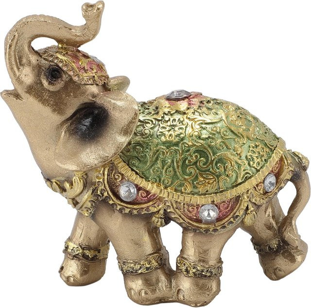 OutsideWorld Elefantenstatue für Feng Shui in Beige und Gold aus Keramik und Kunststoff - Bild 1