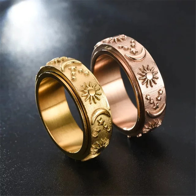 Bohemia Ring Edelstahl, Stern und Mond, Damen - Bild 1