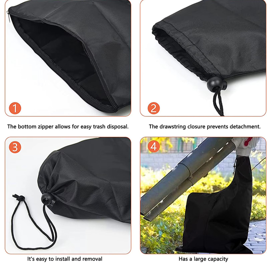 Universeller Laubbläserbeutel aus auslaufsicherem Oxford-Polyester mit Kordelzug in Schwarz - Bild 4