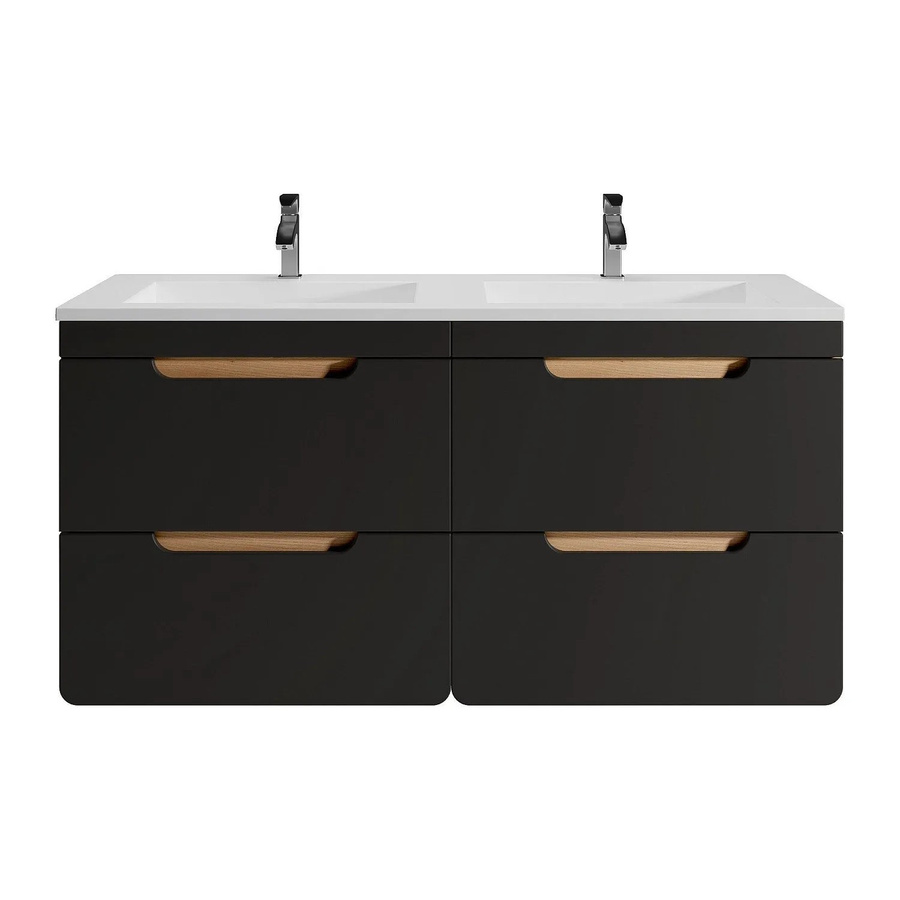 Doppelwaschtisch Aruba Vente-unique in Anthrazitgrau und Naturfarben, Breite: 120 cm - Bild 2