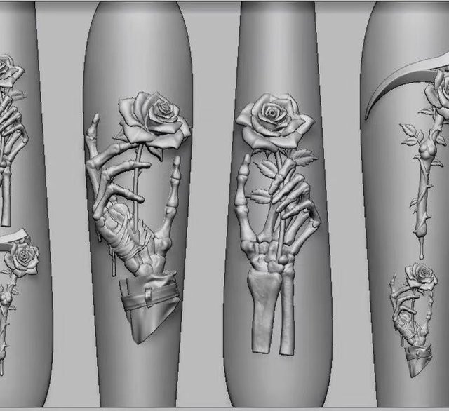 KuZHEN Nail Art Silikon Formen, Rose Blume und Schädel Design - Bild 1