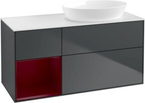 V&B Waschtischunterschrank Finion mit Wandbeleuchtung, Breite: 120 cm, Tiefe: 50,1 cm, Höhe: 50,1 cm, lackiert in matt blau - Bild 1