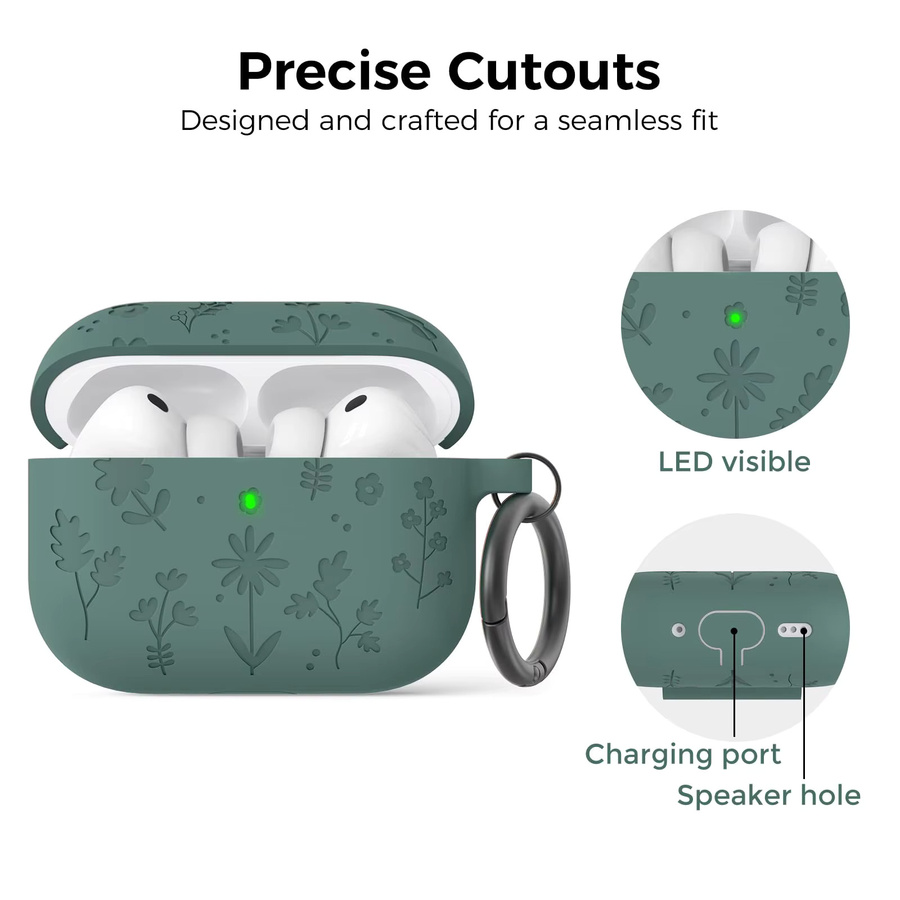 Kopfhörerhülle mit 3D-Blume und Reinigungsset für Apple AirPods Pro 3 Generation in Pink oder Green - Bild 2
