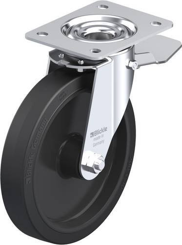 Blickle Lenkrolle LE-POEV 201XR-ST mit Feststeller, Rad-Durchmesser: 200 mm, Tragfähigkeit: 300 kg, Stahl und Kunststoff, grau-schwarz, verzinkt - Bild 1