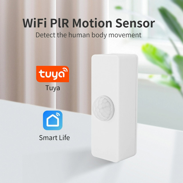Tuya WiFi Smart PIR Bewegungsmelder zur Einbrechererkennung mit Smart Life Benachrichtigung und Unterstützung für Alexa und Google Home, Weiß - Bild 1