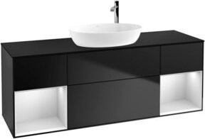 V&B Waschtischunterschrank Finion mit Wandbeleuchtung, Farbe: Weiß und Schwarz lackiert, Breite: 160 cm, Tiefe: 50,1 cm, Höhe: 50,1 cm - Bild 1