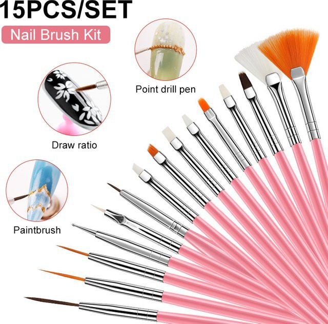 Limegirl Nail Art Pinsel Set, 15 Teile, Schwarz - Bild 1