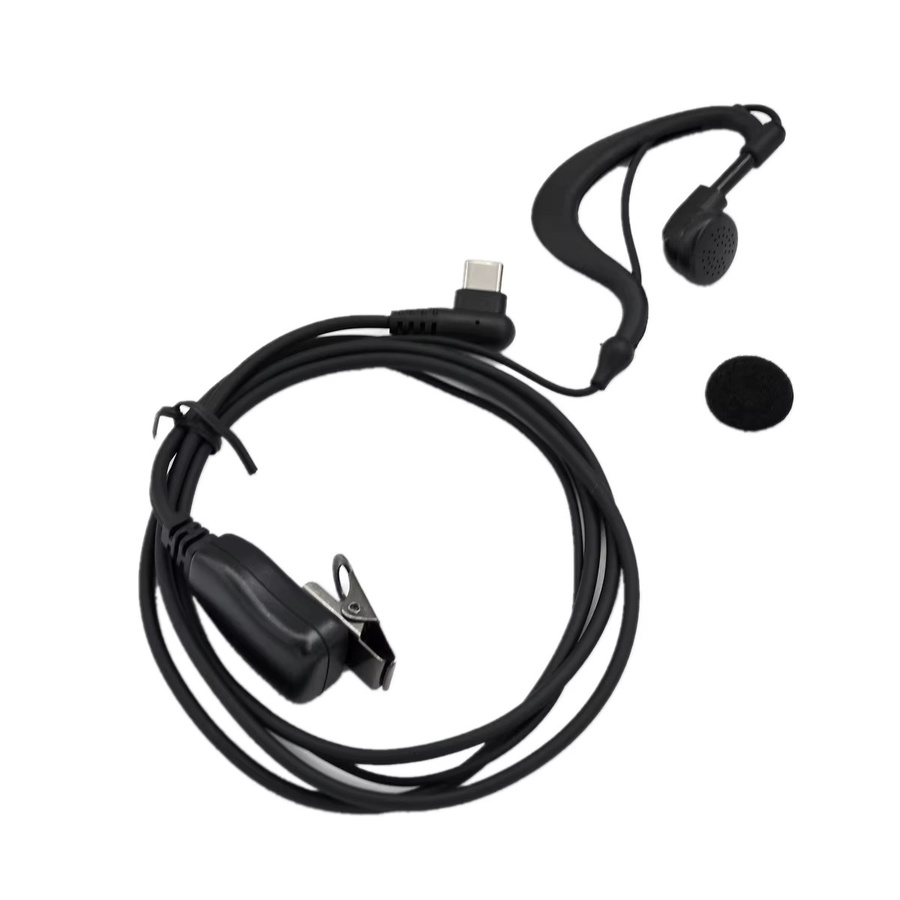 Liton Ohrhörer Headset mit G-Form Ohrbügel und USB Typ C Port für LT-9100 LT9100 Funkgeräte, In-Ear mit PTT Key Mic, Schwarz - Bild 2