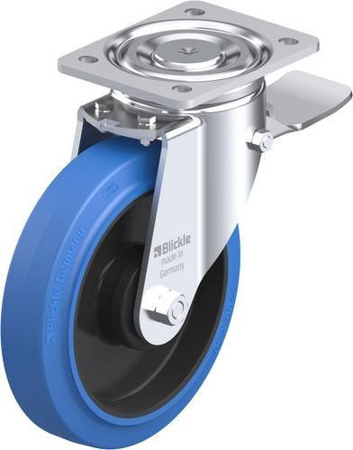 Blickle Lenkrolle LH-POEV 200KA-ST-SB mit Feststeller in Blau und Schwarz, Rad-Durchmesser: 200 mm, Tragfähigkeit: 500 kg - Bild 1