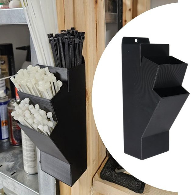 Wandmontierte RV-Tür-Aufbewahrungsbox in Schwarz als universeller Organizer für Kabelbinder und Strohhalme inklusive Schrauben, B/T/H: 21,0 x 7,0 x 5,0 cm - Bild 1