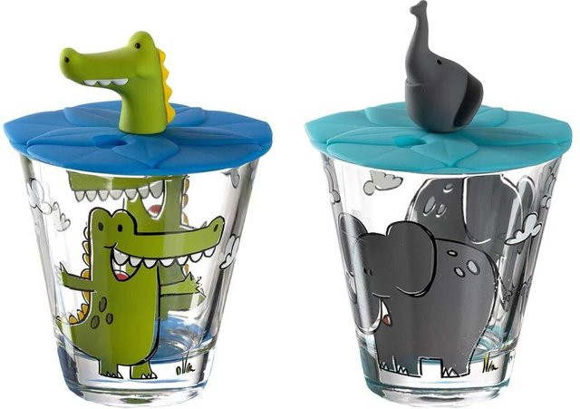 Leonardo Kinderbecher Bambini mit Deckel, 2er Set, Multicolor, 215 ml pro Becher - Bild 1