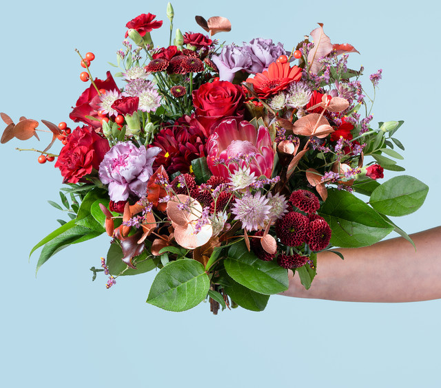 BLUME2000 Winterglanz Bouquet multicolor red purple rund - Bild 1