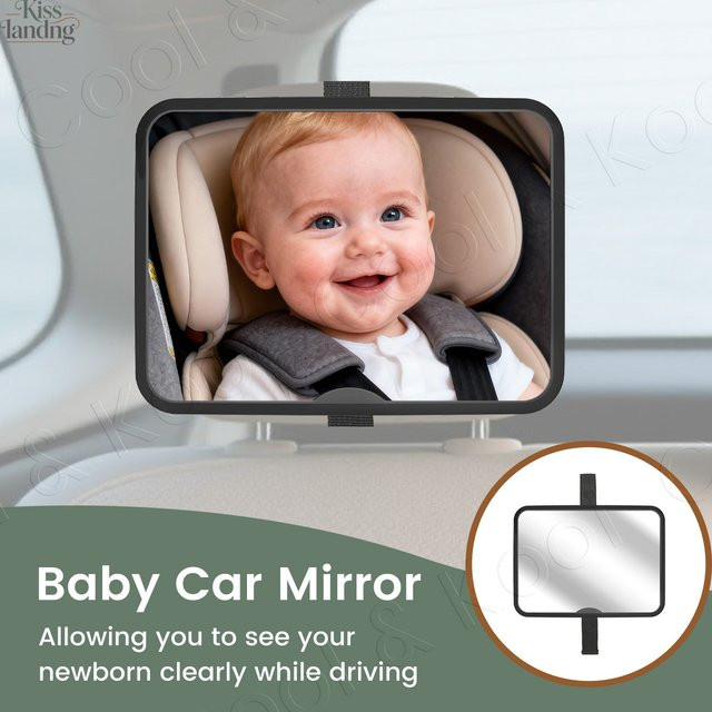 Kisslanding Weitwinkel-Babyautospiegel Rücksitzmonitor für maximale Sichtbarkeit und Sicherheit in Grau und Schwarz - Bild 1