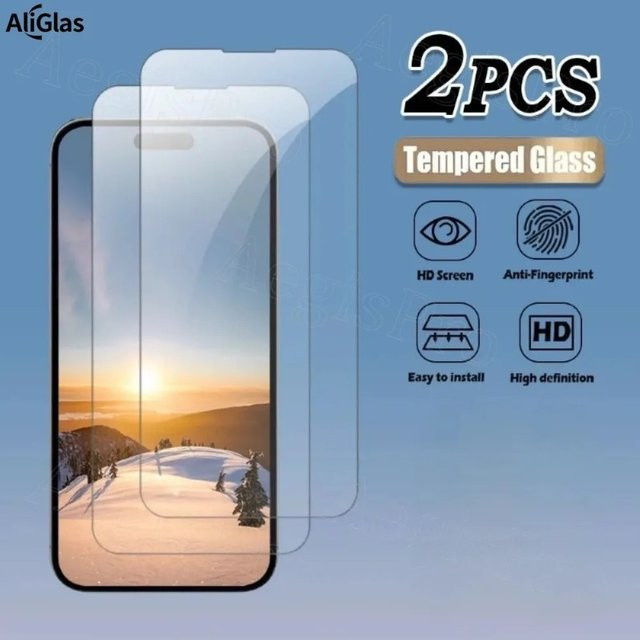 ZMZE 2 Stück HD Glänzende Schutzfolie aus gehärtetem Glas für iPhone 13 Mini, iPhone 13 und iPhone 14 Pro Max, transparent und wasserfest - Bild 1