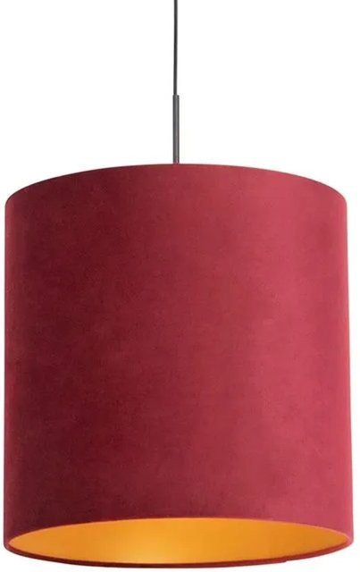 QAZQA Hängelampe mit Veloursschirm in Rot und Gold, Durchmesser: 40 cm - Bild 1