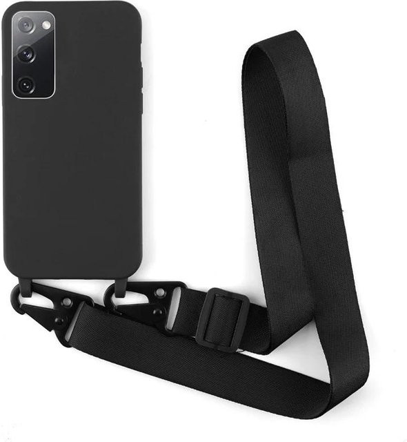 Silikon Handyhülle mit Lanyard-Kordel für Samsung Galaxy S24 Ultra S23 FE S22 S10 S9 S8 Plus Note20 Ultra in Schwarz - Bild 1