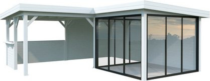 PALMAKO Pavillon Lenna aus Fichtenholz in Weiss mit Pultdach, B/T/H: 628 x 628 x 245 cm - Bild 1