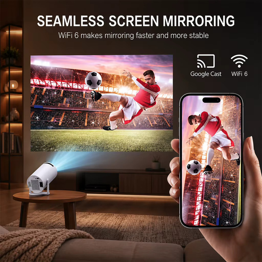 ZNLYRION 4K Mini Tragbarer Smart-Projektor mit Android 11.0, WiFi 6 und 200 ANSI in Weiß - Bild 3