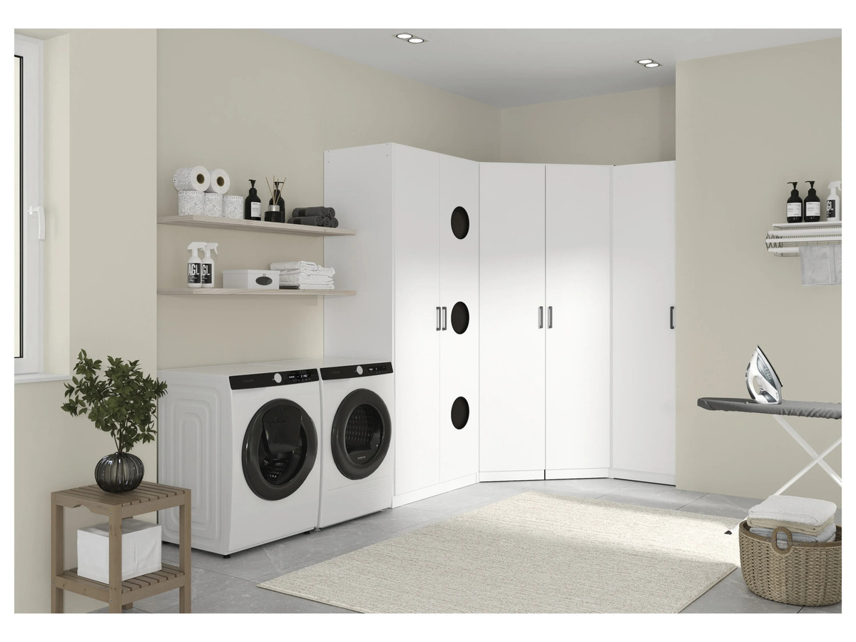 RAUCH BLUE Allrounder Wäscheschrank Set mit 2-türigem Grundelement, Eckschrank und Ausgleichstüre in Alpinweiß - Bild 1
