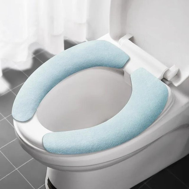 Yiran Furniture 2er-Set Universal Toilettensitzauflage aus Baumwolle, Waschbar, Weiß - Bild 1