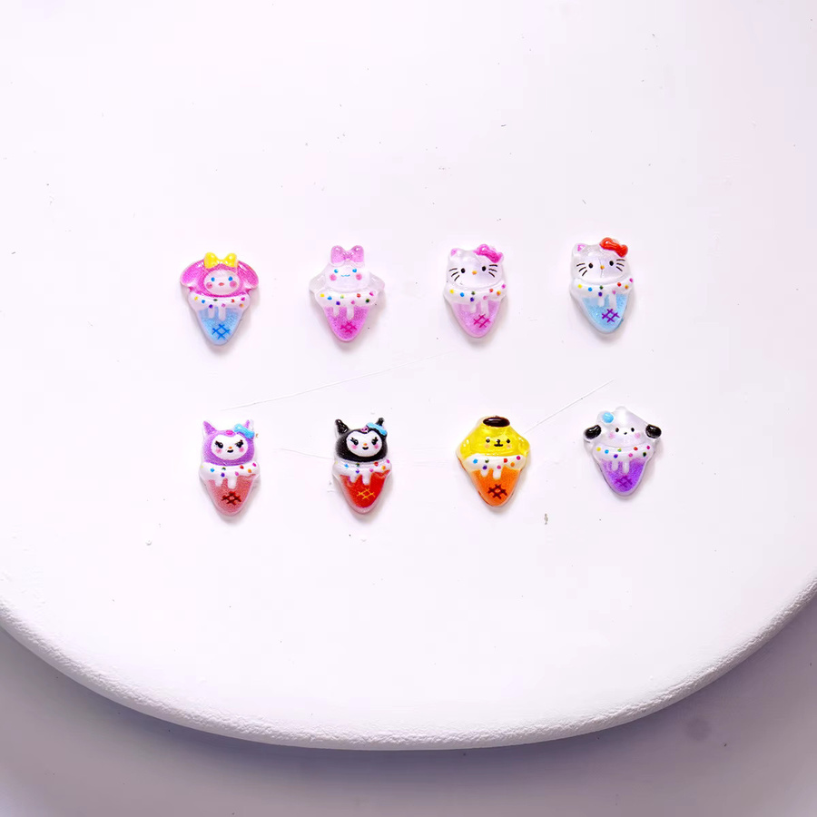MINISO Nagelanhänger Eiscreme-Design, 3D-Kuromi und Hello Kitty, Glänzend, 100 Stück - Bild 2
