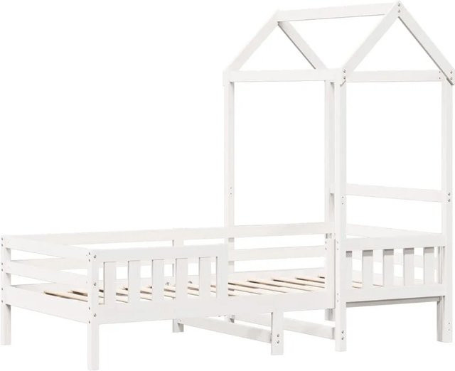 vidaXL Massivholzbett mit Dach aus Kiefer in Weiß für Kinderzimmer B/T/H: 80 x 200 cm - Bild 1